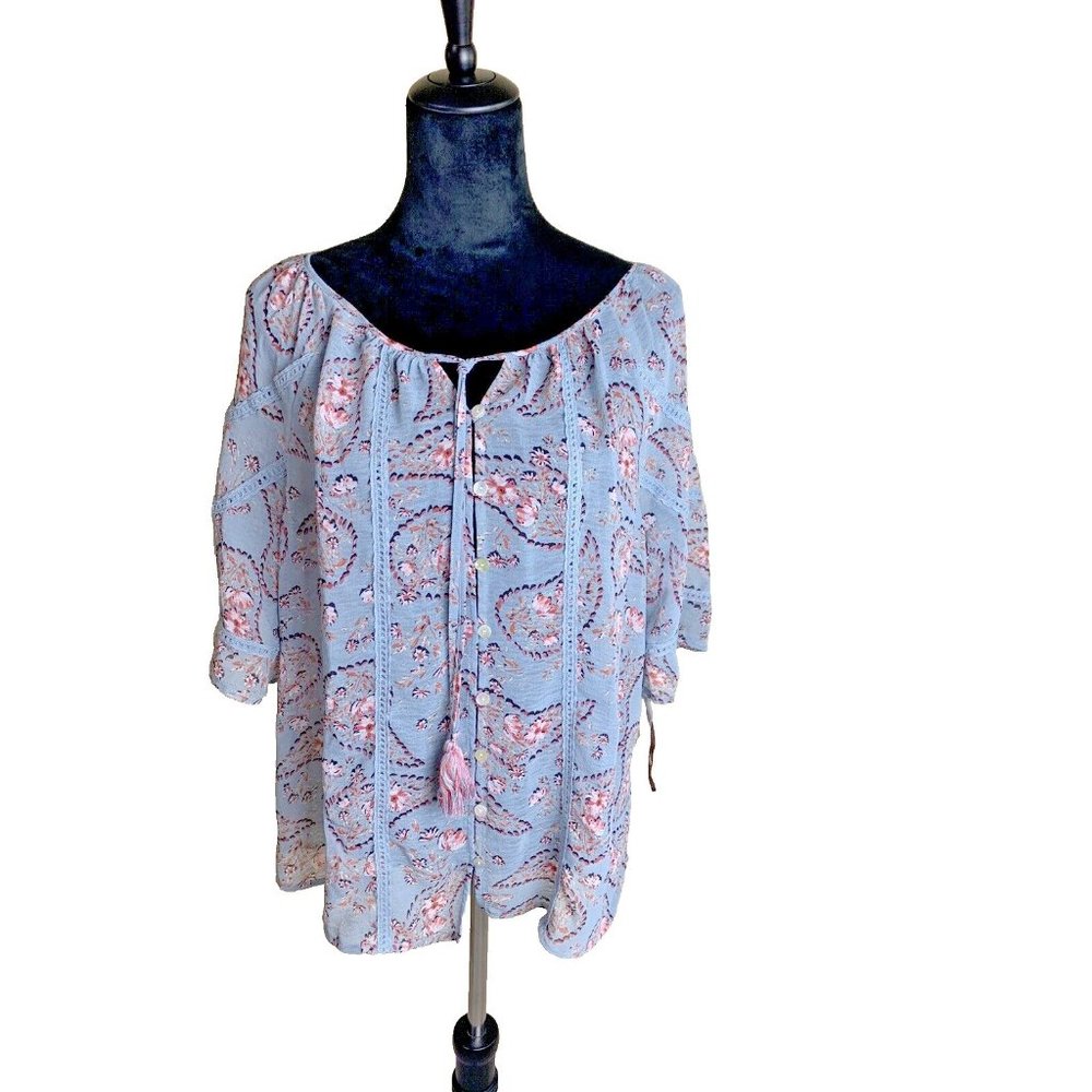 Knox Rose Peasant Style Size L Floral & Trim Detail